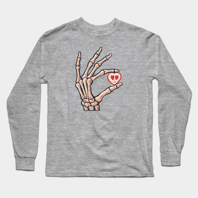 Love in the bones - skeleton hand art Long Sleeve T-Shirt by Itouchedabee